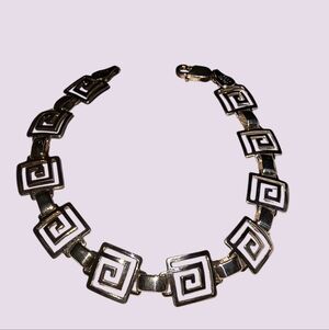 Sterling Silver Greek Key Link Infinity Design Bracelet